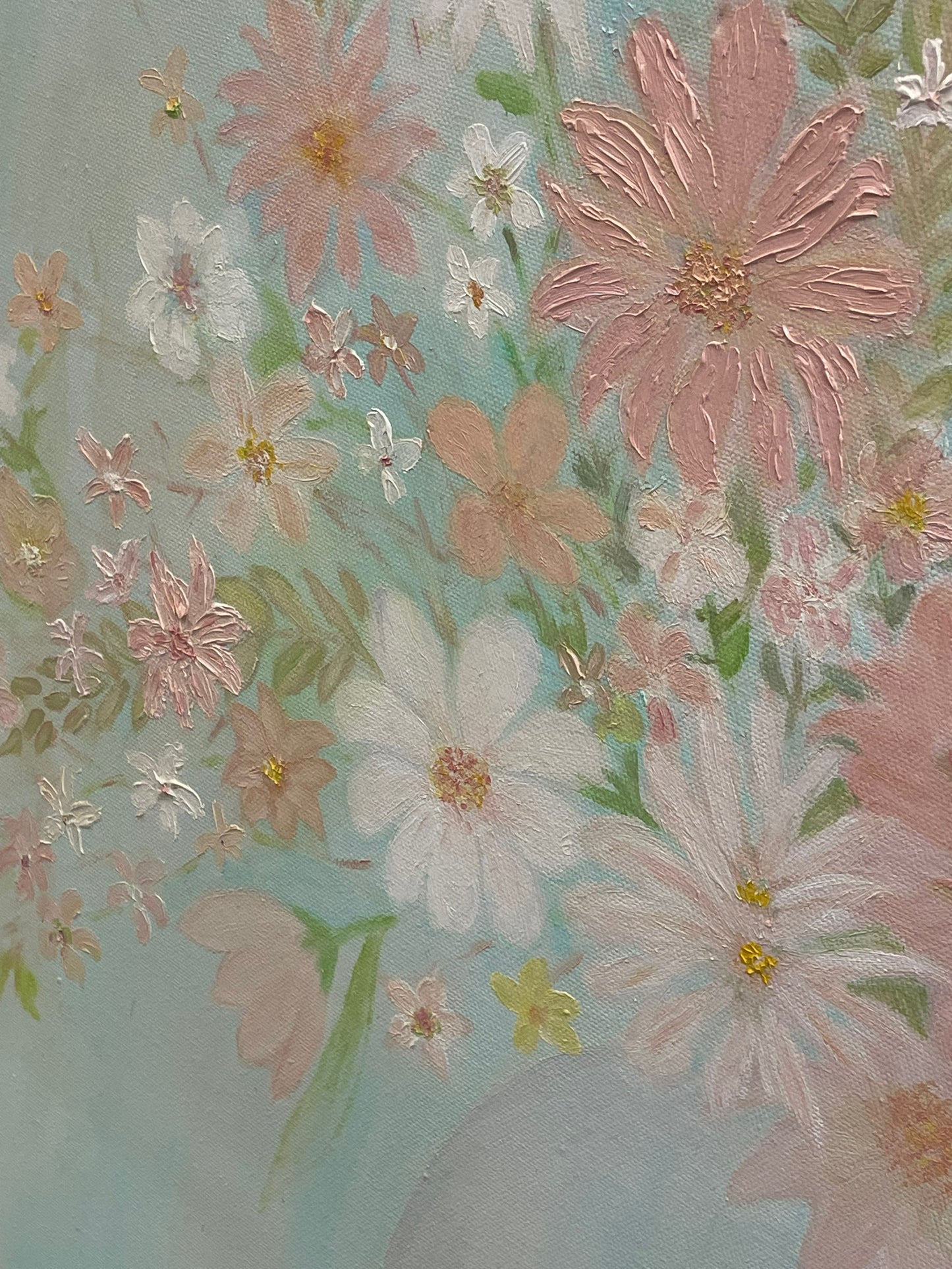 “Floral Mint” Acrylic Painting on Canvas by M. Hess