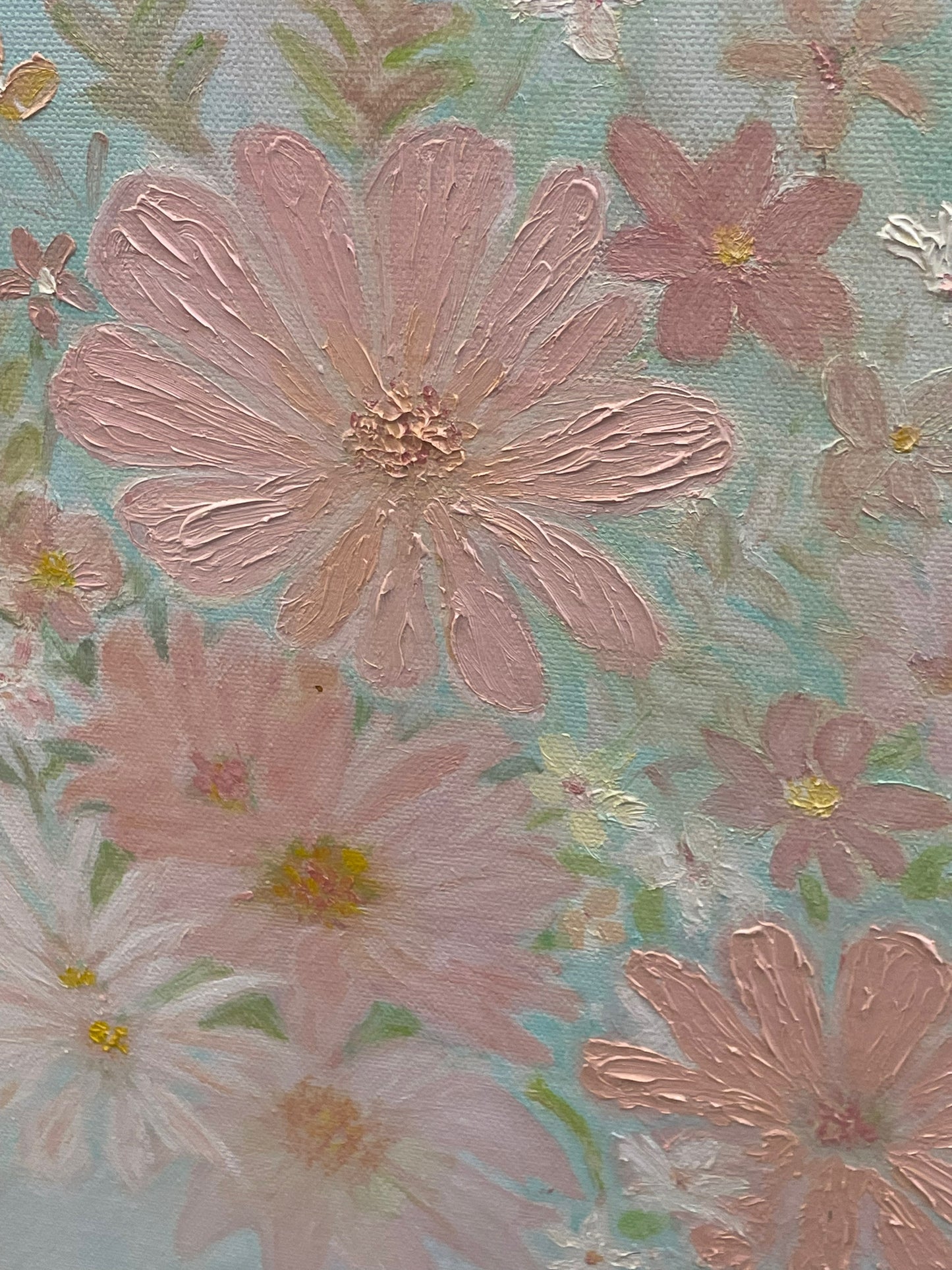 “Floral Mint” Acrylic Painting on Canvas by M. Hess