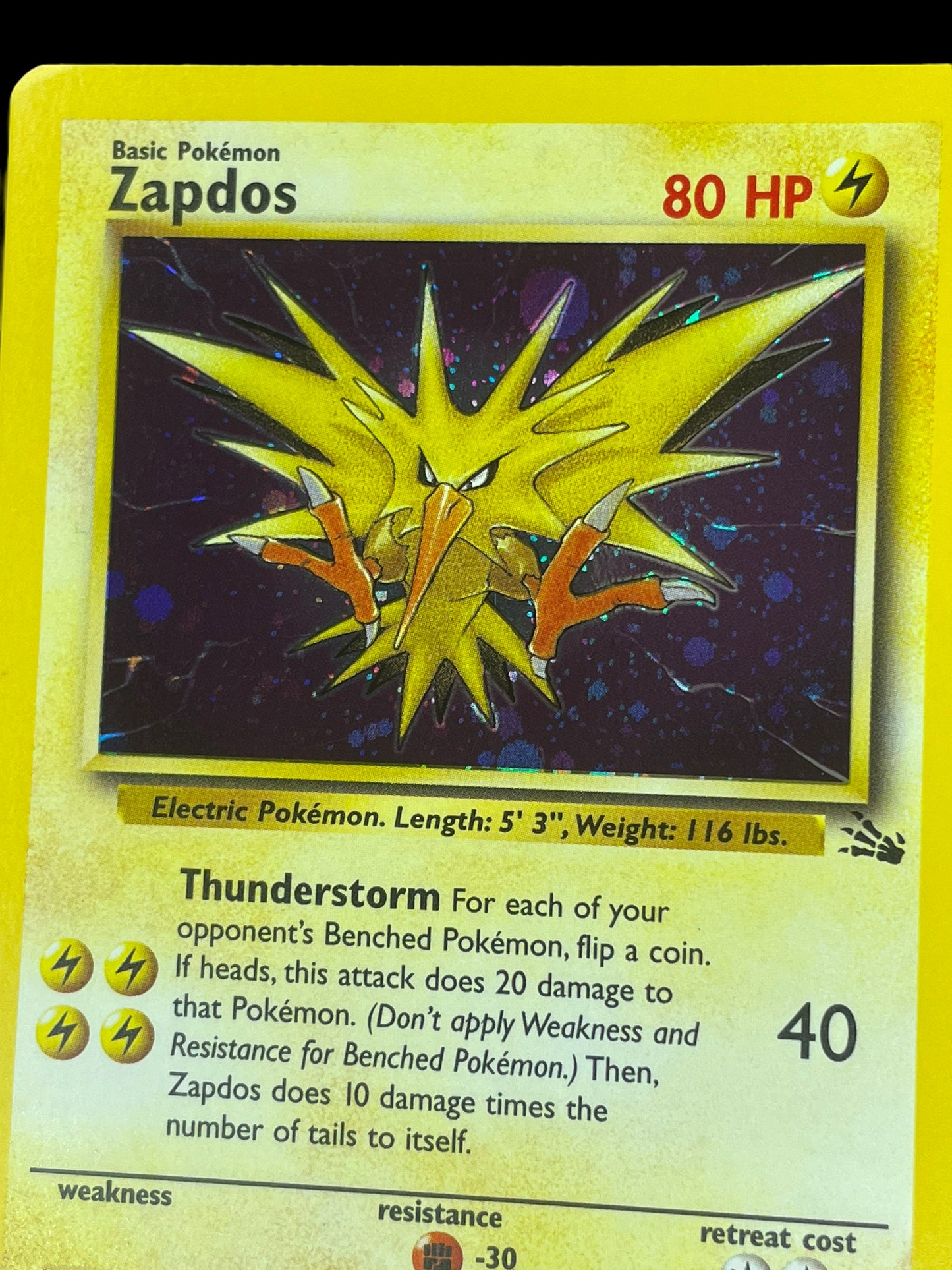 Zapdos #15 Pokemon Fossil - Holo Rare