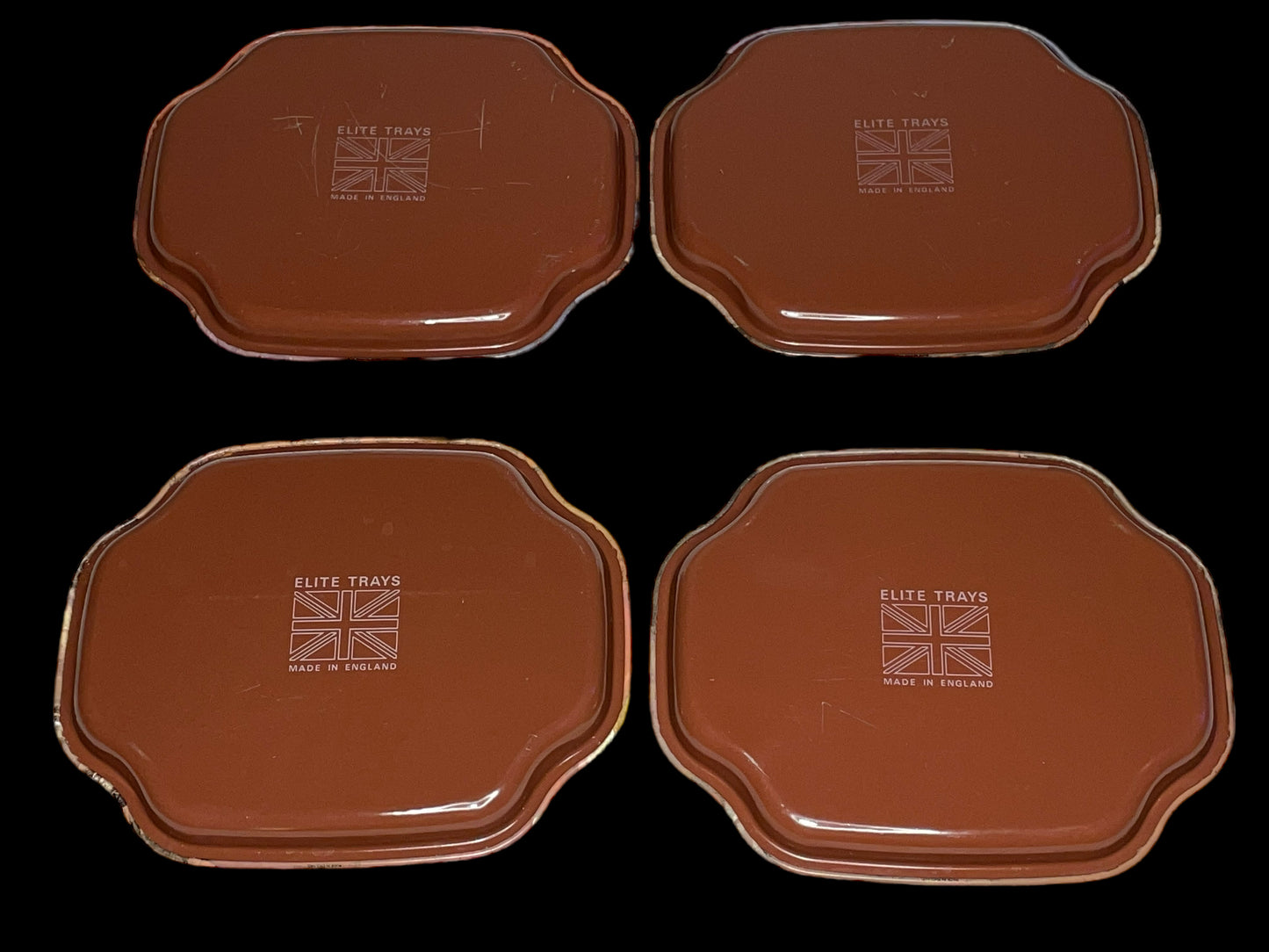 Set of 4 Vintage Elite Tray Made In England