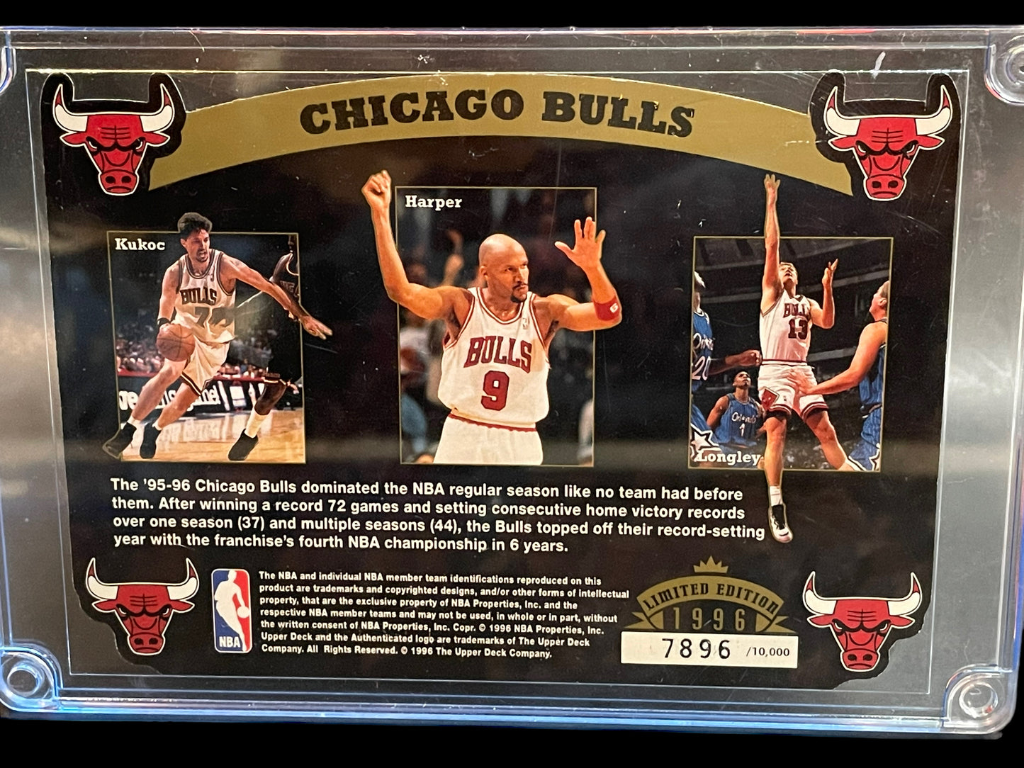 1995 Chicago Bulls Fourth NBA Championship Limited Edition Card #7896