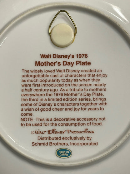 1976 Walt Disney's Minnie Mouse Pinocchio Mother's Day Schmid Decorative Plate