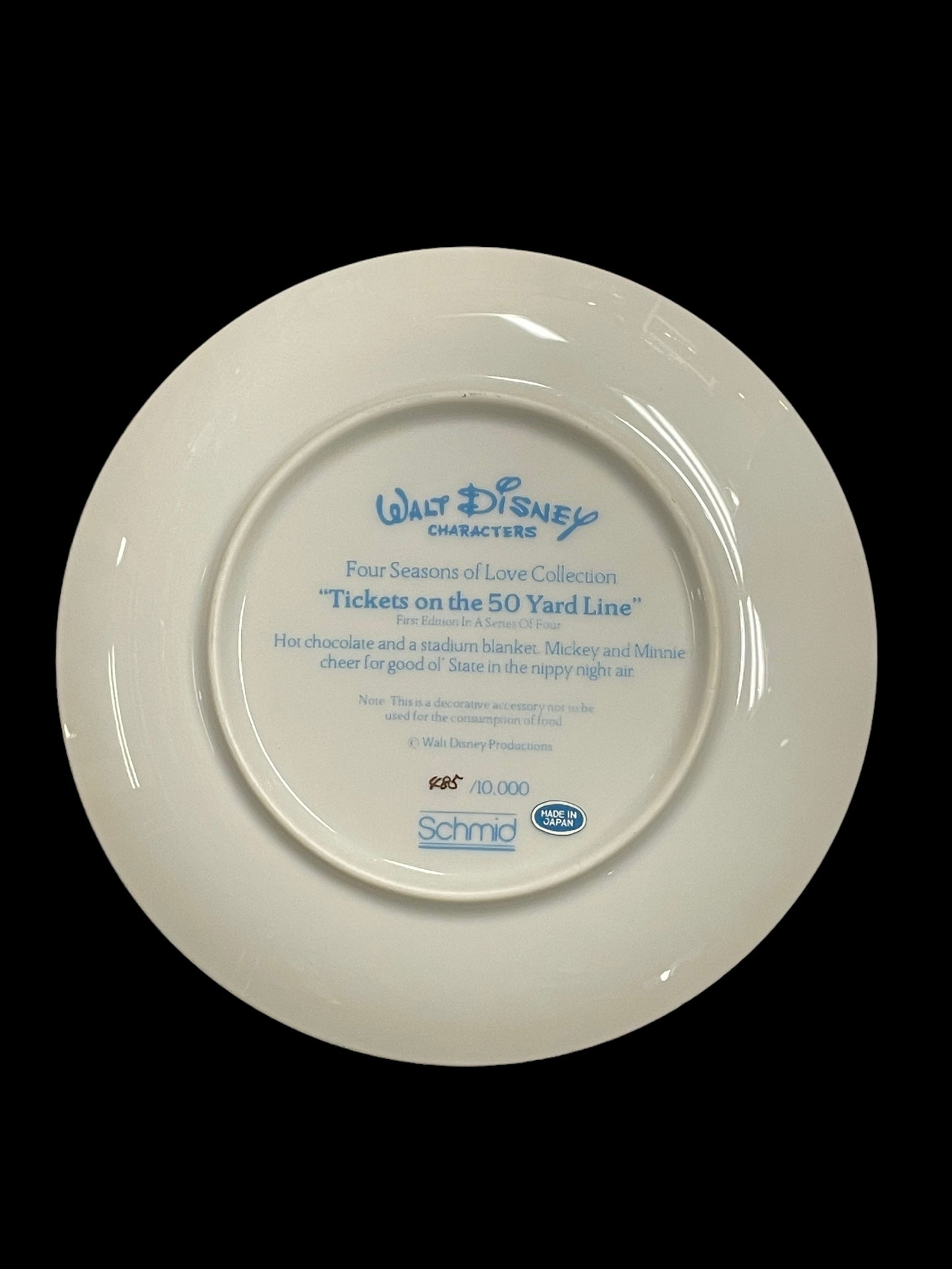 Walt Disney's Tickets on the 50 Yard Line Schmid Decorative Plate