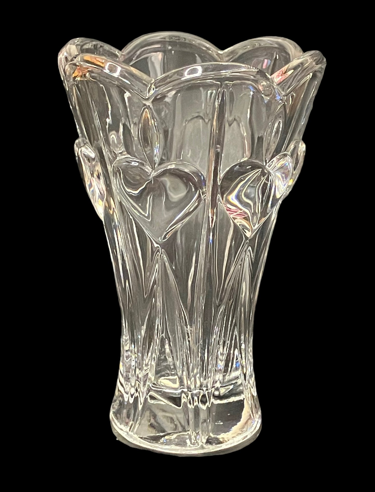 Vintage Gorham Crystal Bud Vase Heart Pattern