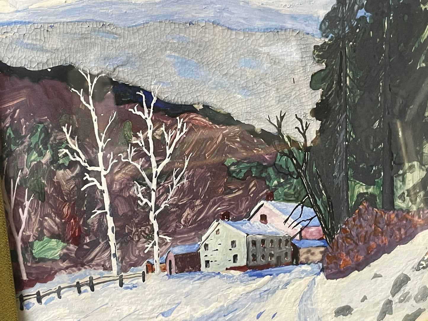 An Original Oil Painting by J. Dowson: Winter Home