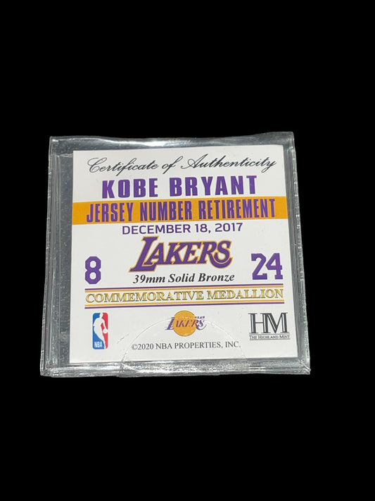 Kobe Bryant NBA Jersey Number Retirement Solid Bronze Commemorative Medallion