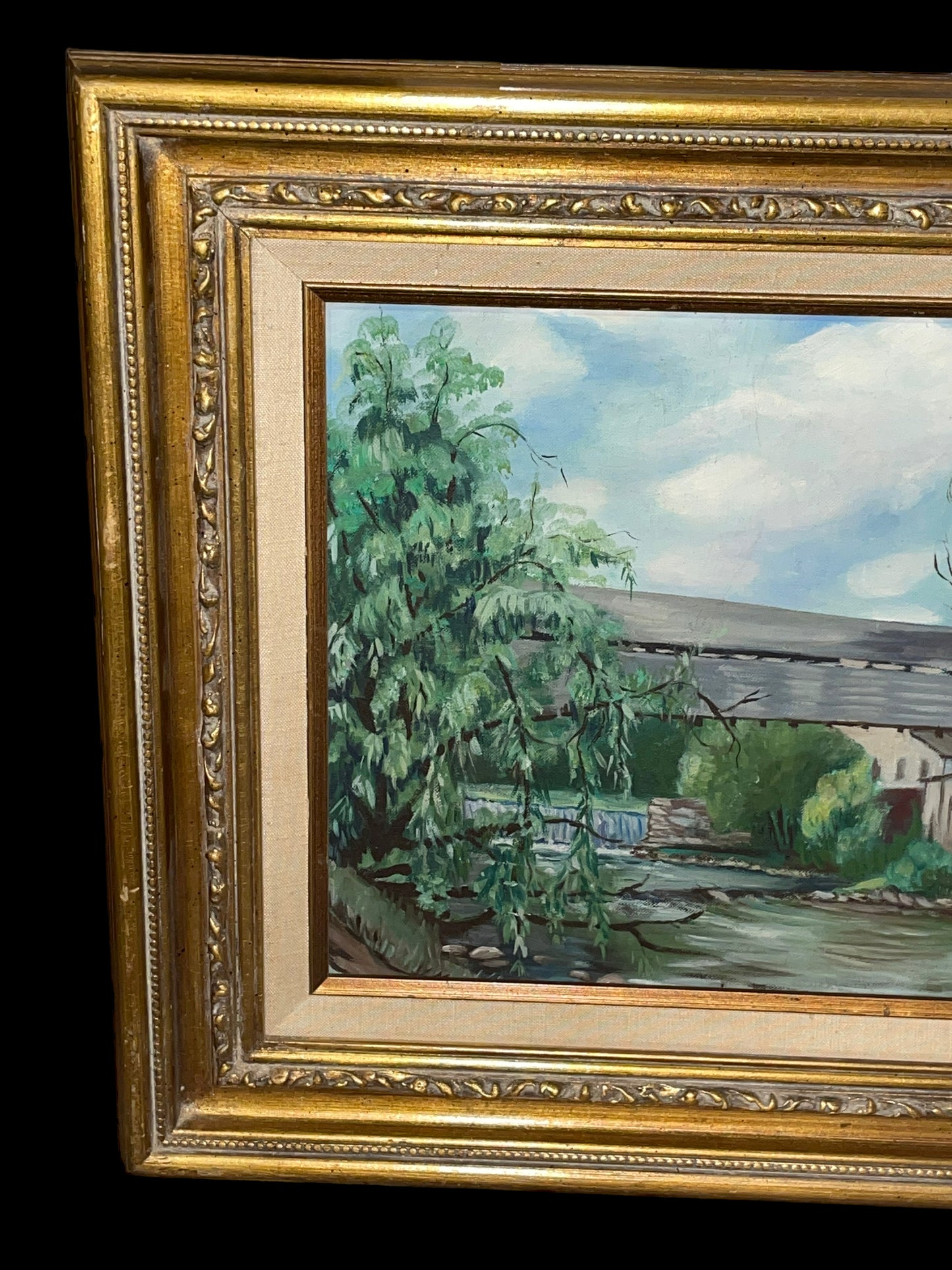 1960’s Riverside Journey: A Captivating Painting by Helen Mays