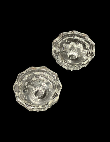 Pair of 3" Vintage Indiana Crystal Glass Candle Holder