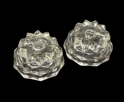 Pair of 3" Vintage Indiana Crystal Glass Candle Holder