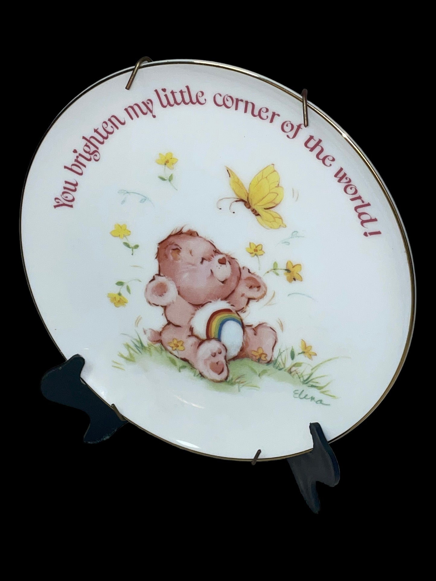 Vintage Porcelain Cheer Care Bear Decorative Plate