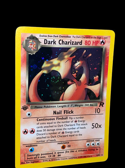 1st Edition Dark Charizard 4/82 2000 Pokemon Team Rocket Set Holo Swirl Graded MINT 9