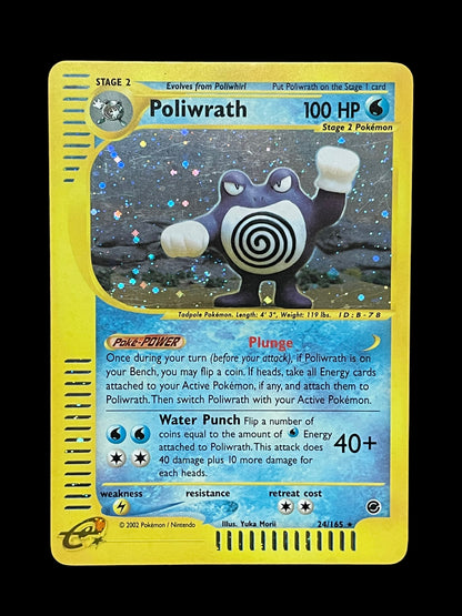 Poliwrath #24 2002 Pokemon Expedition Swirl Graded NM MIN+8.5