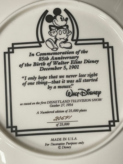 85th Anniversary of the Birth of Walt Elias Disney Plate