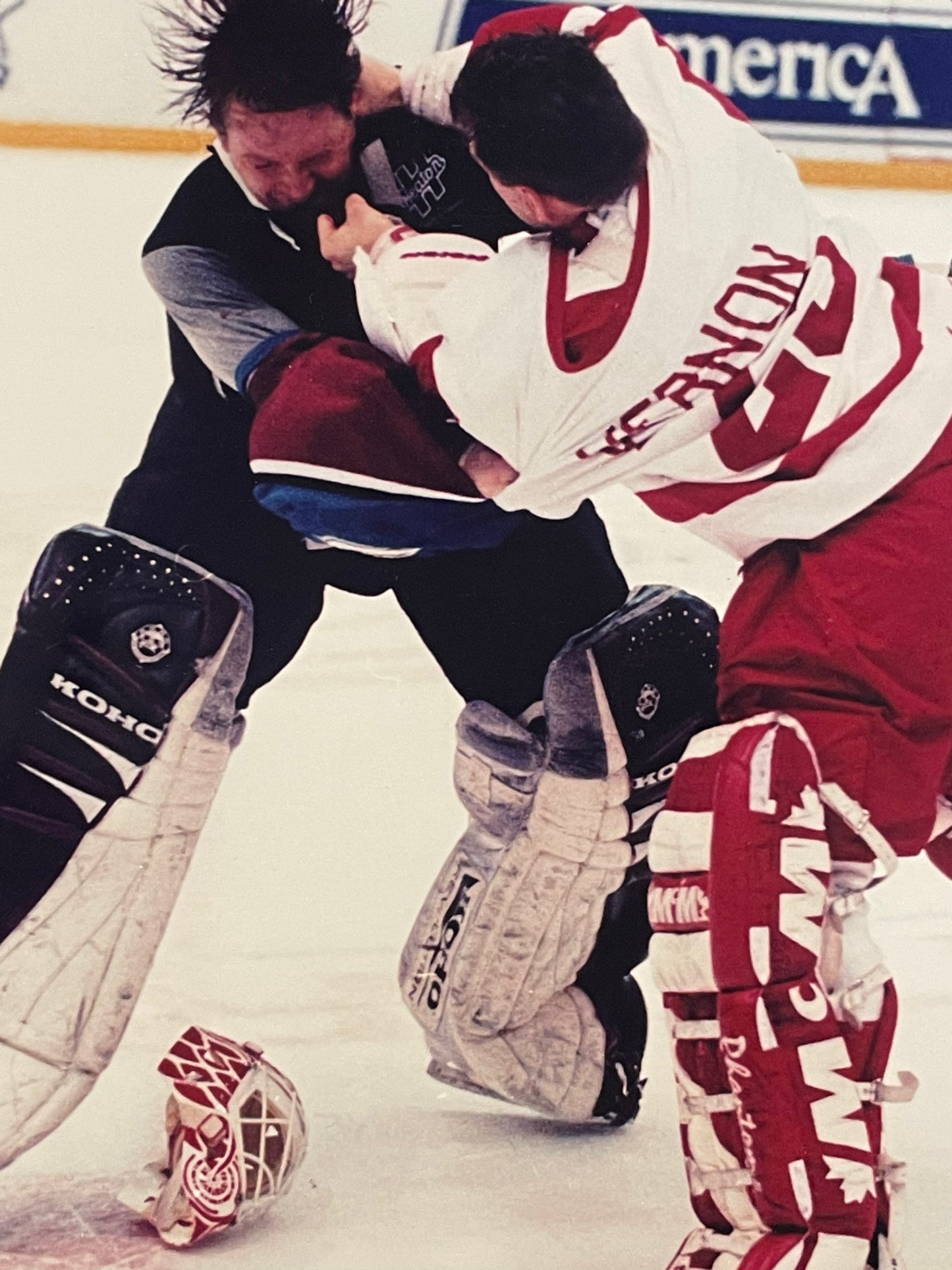 Red Wings Vernon Hockey Fight Photograph