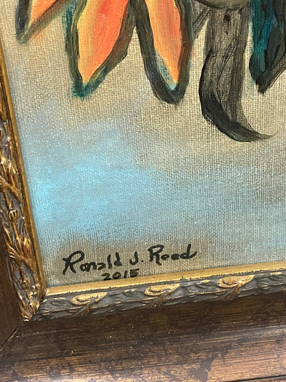 Floral Symphony Painting of Flowers Signed by Ronald J. Reed