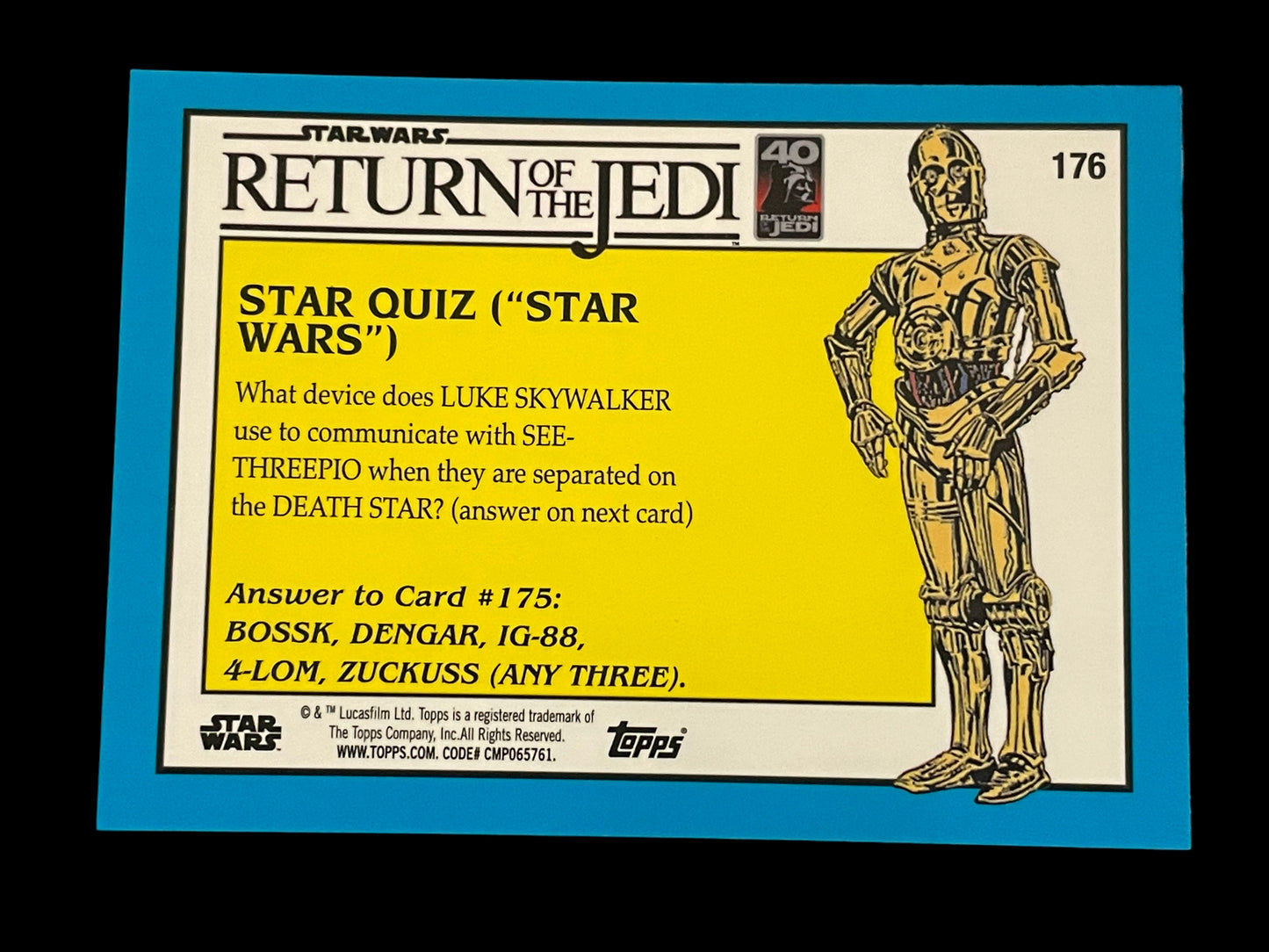 Star 2023 Topps Return Of The Jedi Sapphire Green #176 Aboard The Sail Barge 65/75