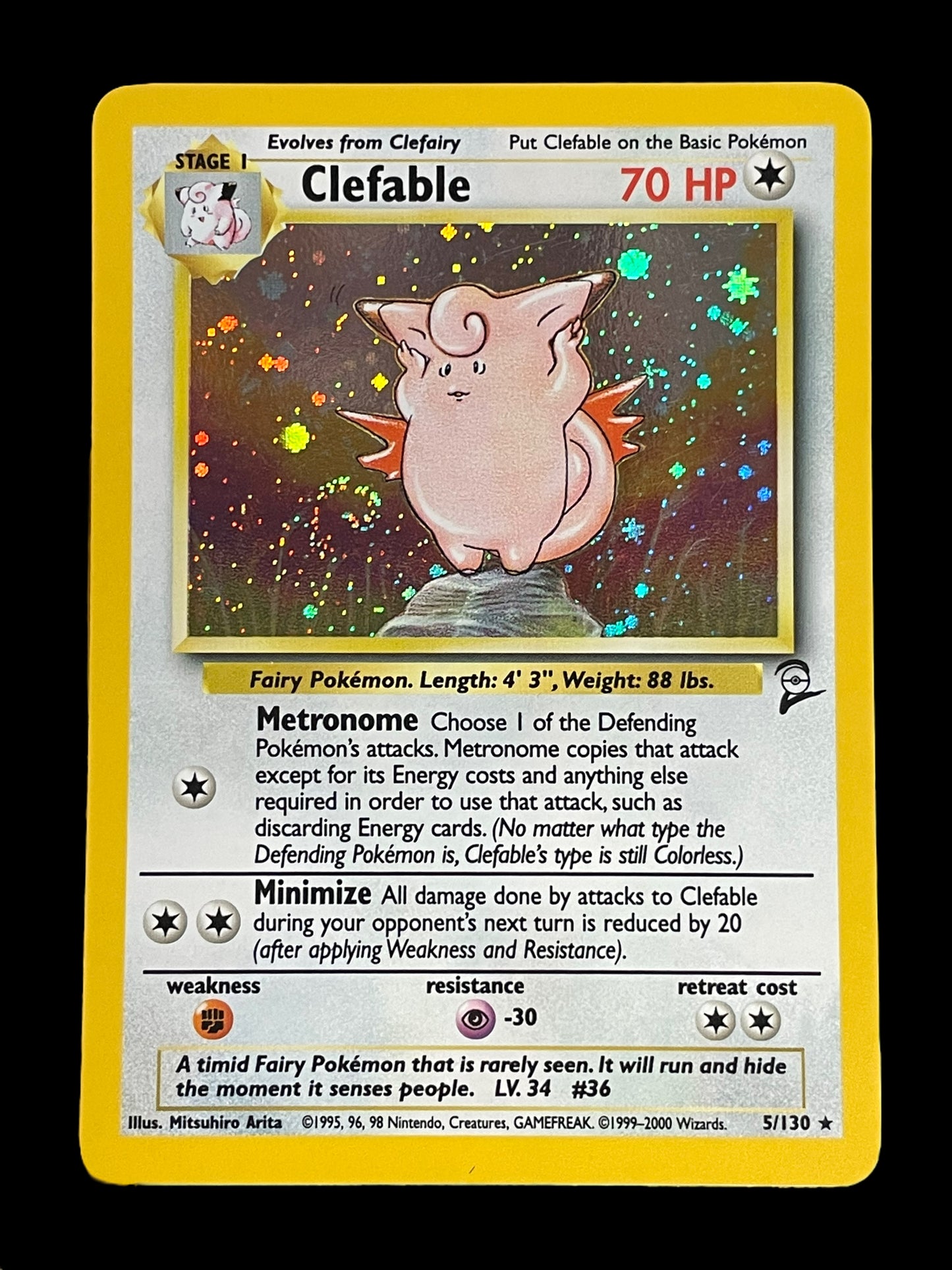 Clefable #5 Pokemon Base Set 2 Graded NM MINT 8