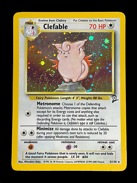 Clefable #5 Pokemon Base Set 2 Graded NM MINT 8