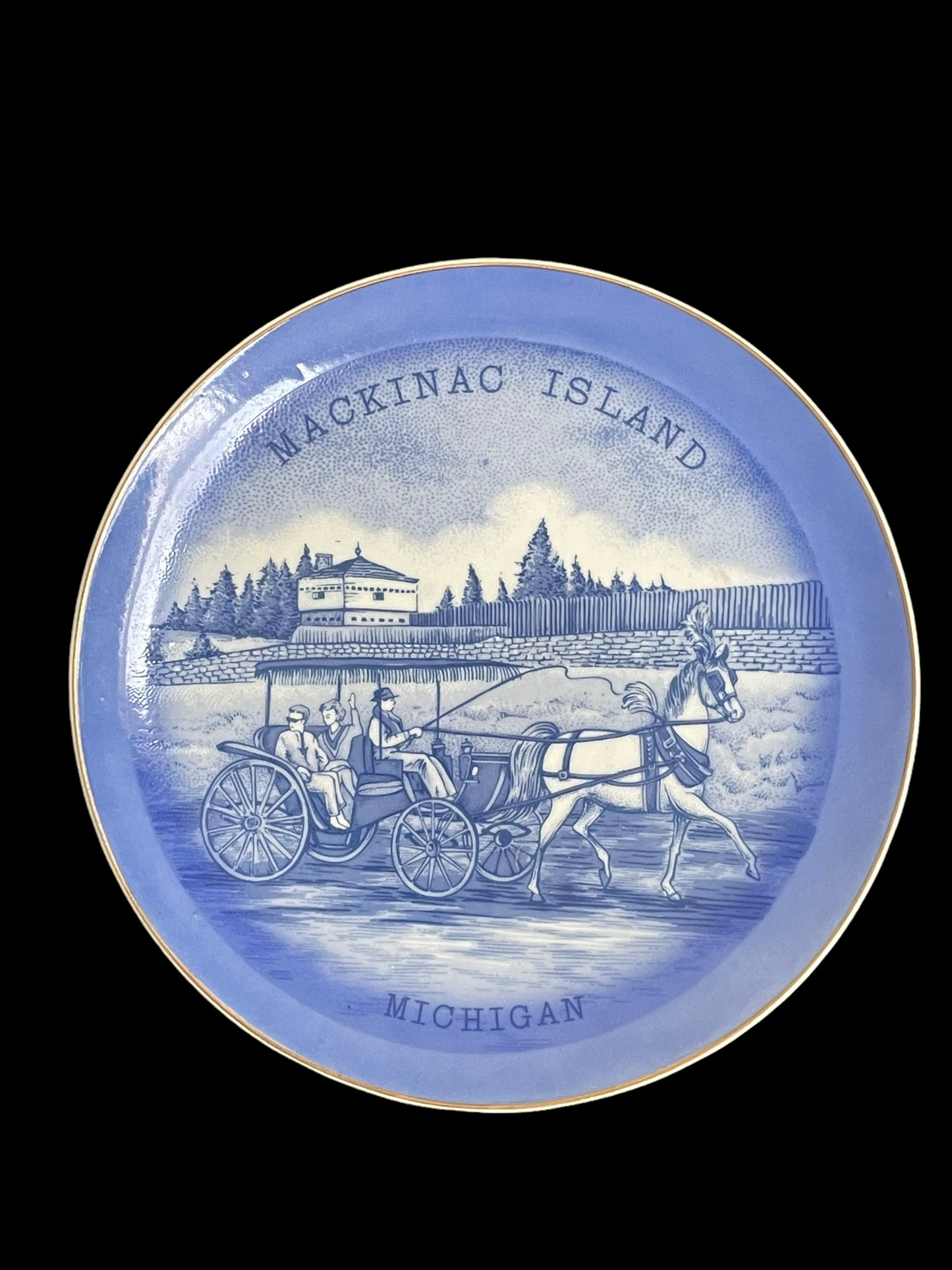 Blue Vintage Mackinac Island, Michigan Decorative Plate