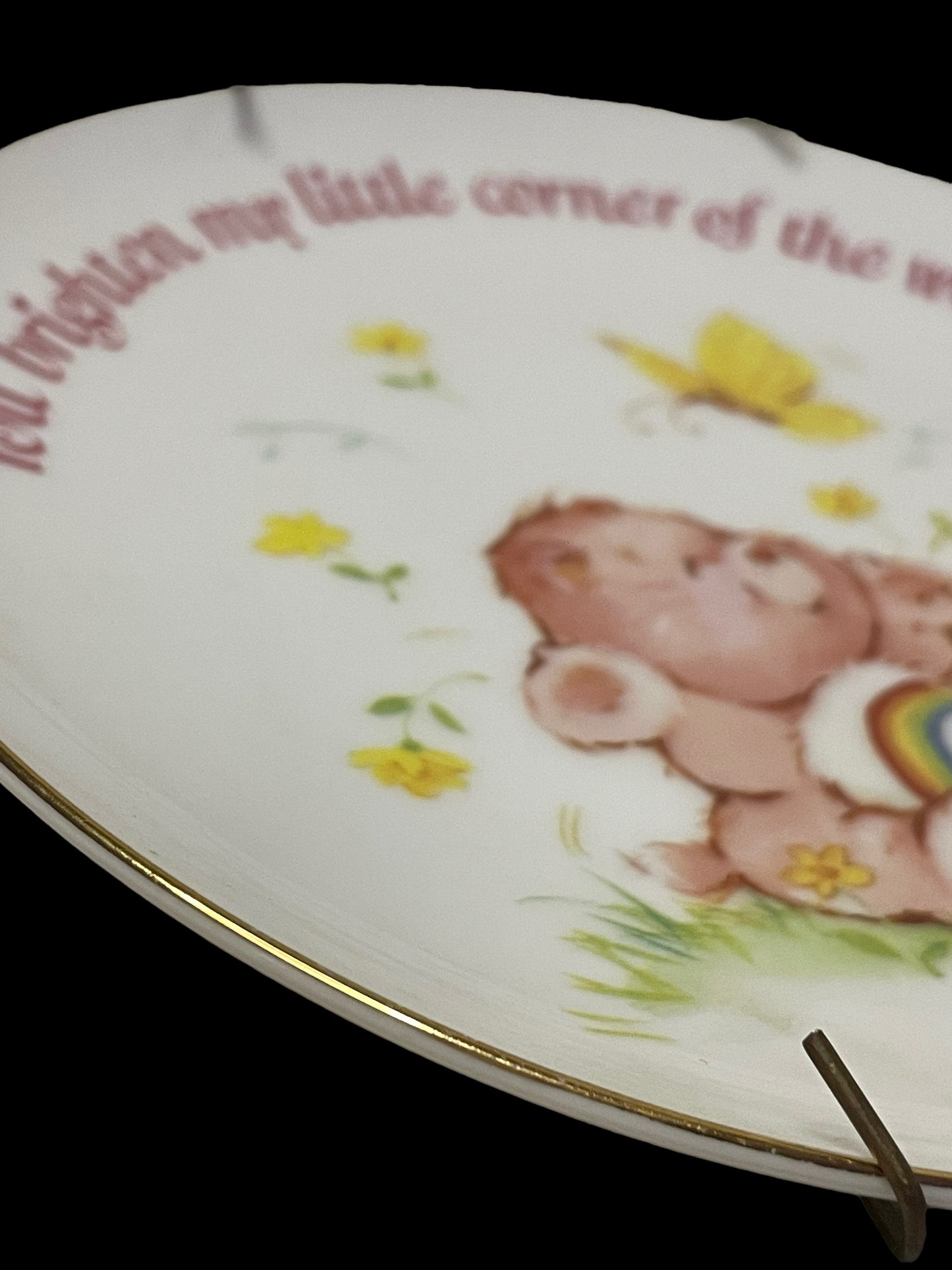 Vintage Porcelain Cheer Care Bear Decorative Plate