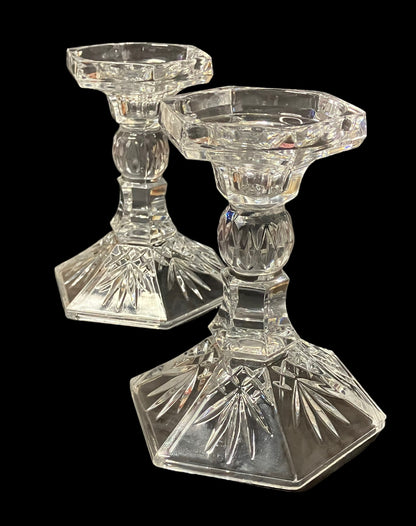 Vintage 2-Piece Fine Lead Crystal Hurricane Candle Holders