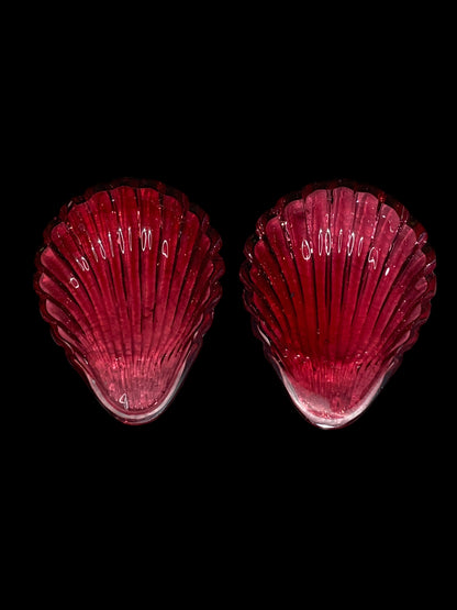 Cranberry Glass Small/Mini Seashells Set of 3