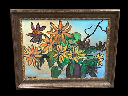 Floral Symphony Painting of Flowers Signed by Ronald J. Reed