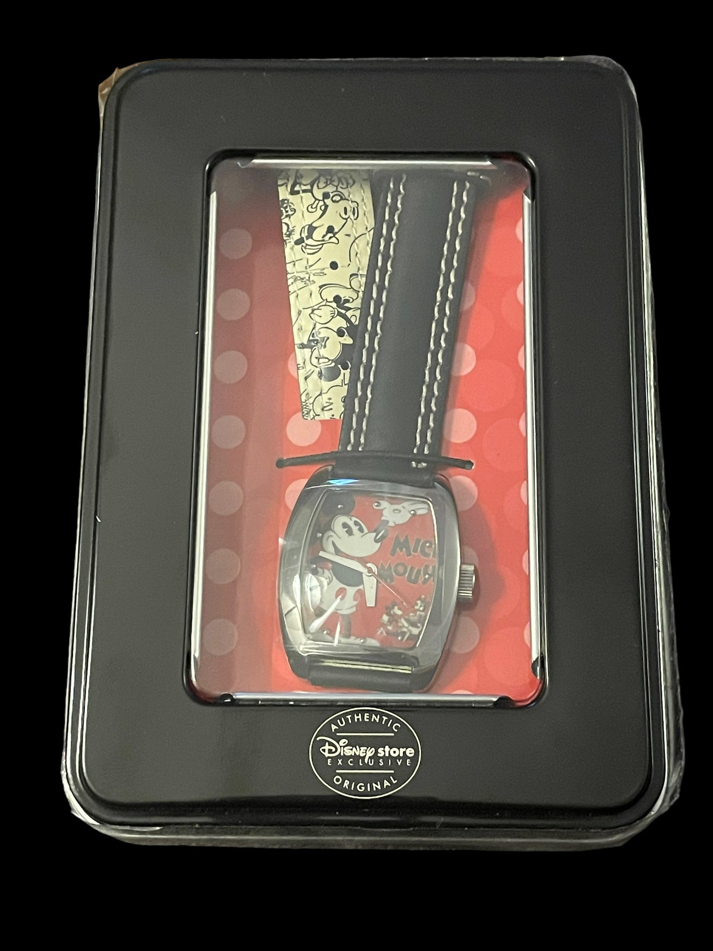 Vintage Red Classic Disney Mickey Mouse Watch Tin Box New