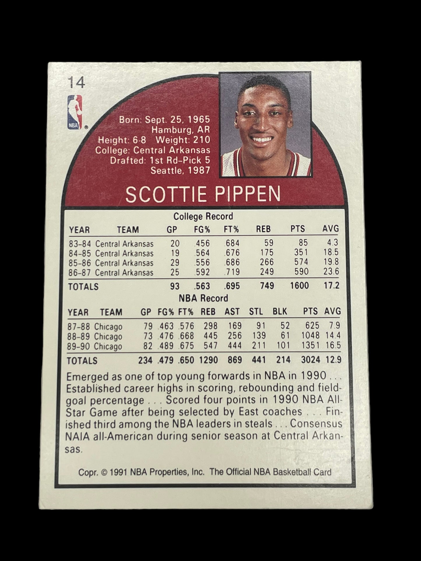 Scottie Pippen #14 1991 Hoops Superstars