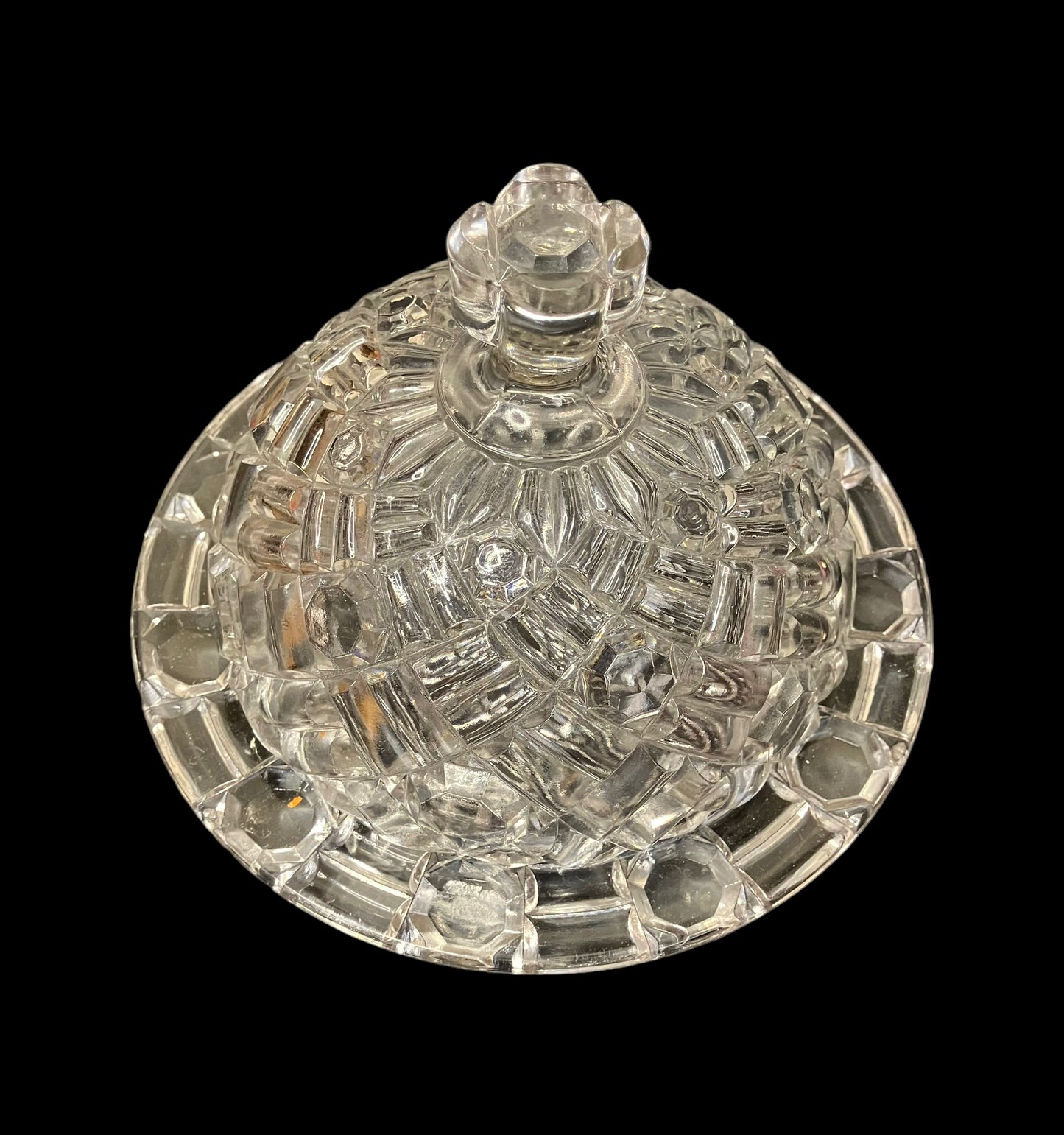 Heavy Clear Pressed Glass Cheese Butter Dome Dish 2 Pieces