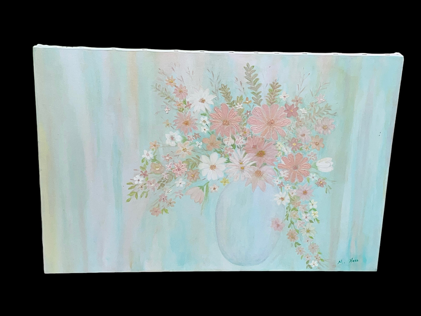 “Floral Mint” Acrylic Painting on Canvas by M. Hess