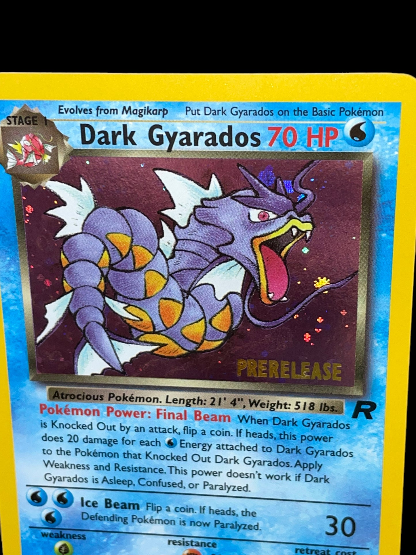 Dark Gyarados 8/82 - Team Rocket (2000) - Holo Rare - Prerelease Stamp