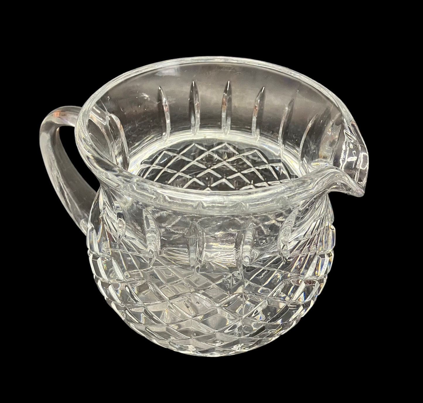 Vintage Short Rounded Heavy Lead Crystal Pitcher