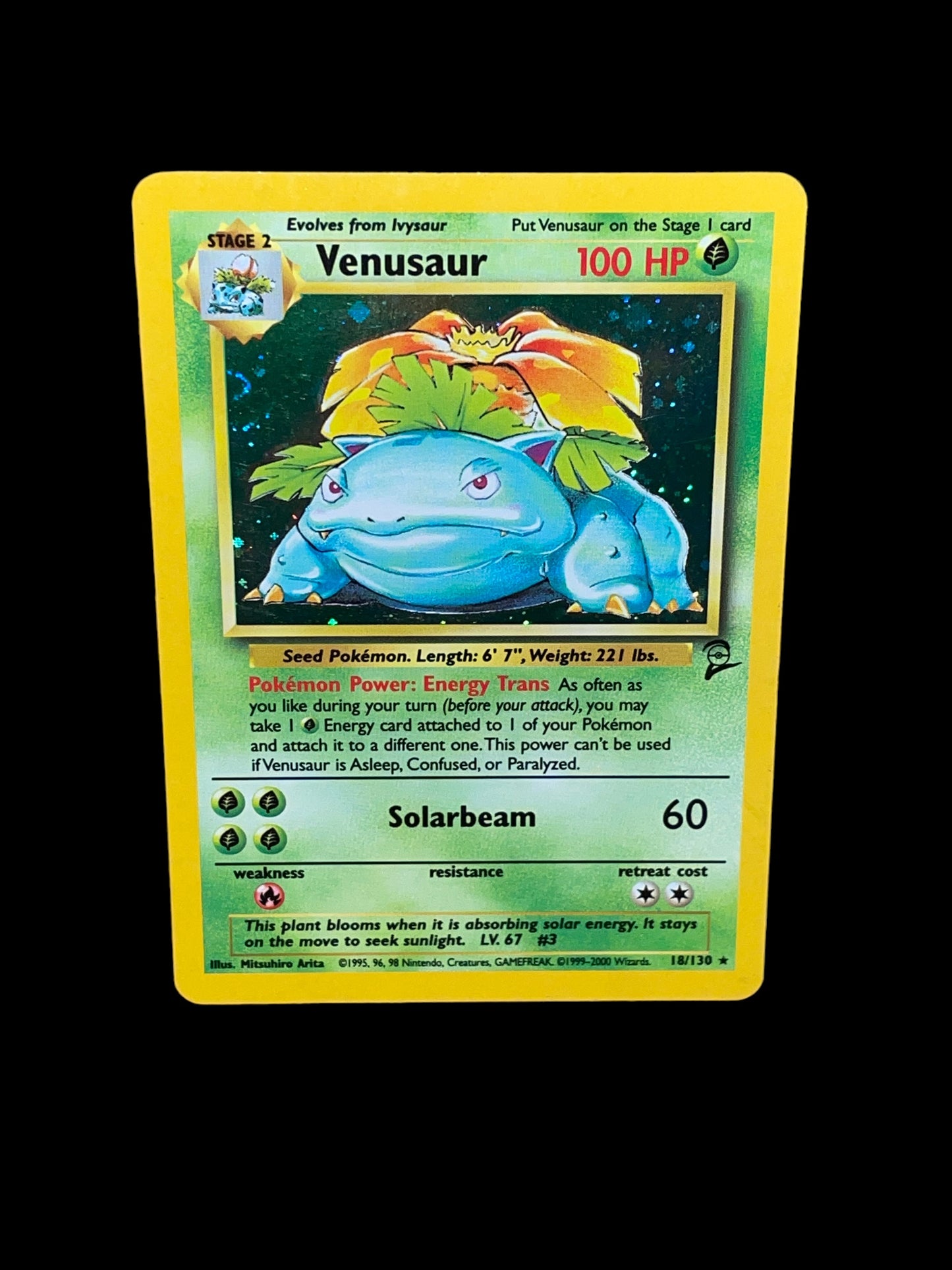 Venusaur 18/130 - Base Set 2 (2000) - Holo Rare - Swirl