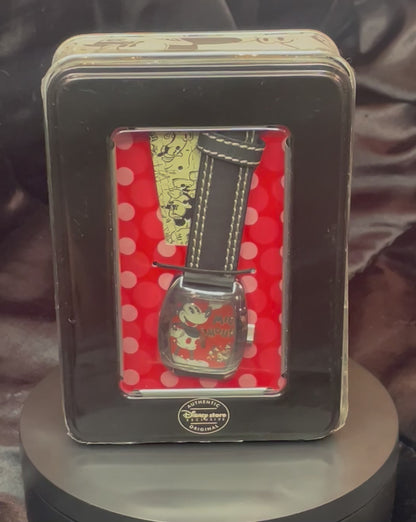 Vintage Red Classic Disney Mickey Mouse Watch Tin Box New