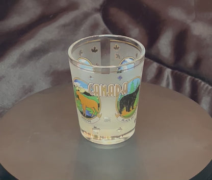 Canada Wildlife Animals Gold Rim Shot Glass