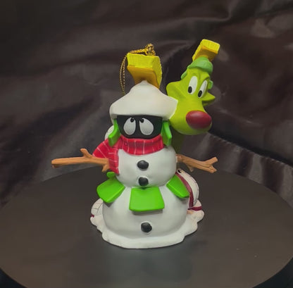 1997 Warner Bros Marvin The Martian & K9 Snowman Ornament