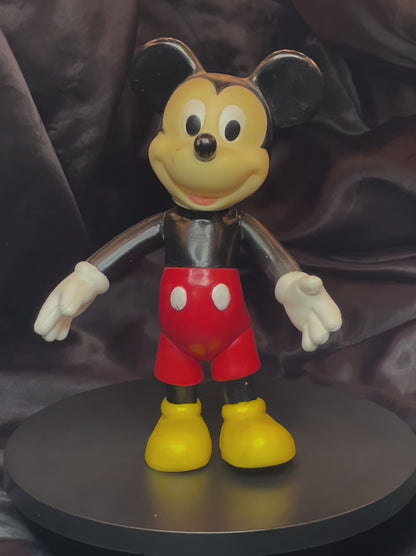 Vintage Disney Mickey Mouse Vinyl 6 1/2" Articulated Toy Figure Poseable