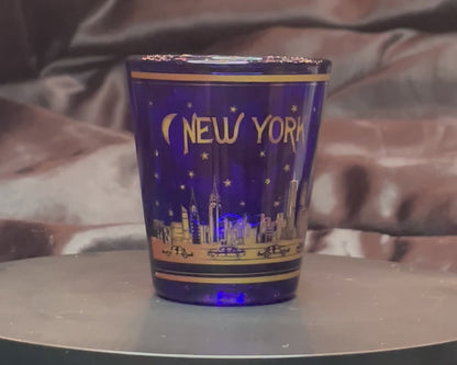 New York City Night Blue and Gold Shot Glass