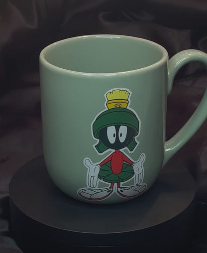 1996 Warner Bros Looney Tunes Marvin The Martian Green Ceramic Mug