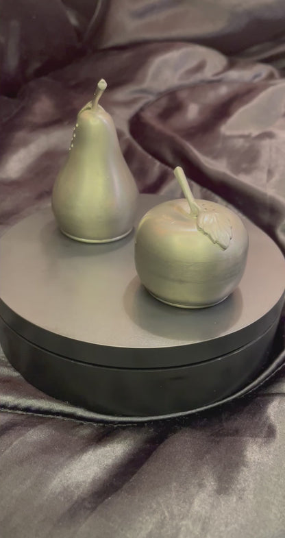 Pair of Web Pewter Apple and Pear Salt and Pepper Shakers